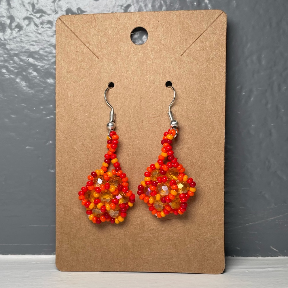 Huichol Beaded Flower Earrings